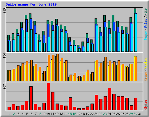 Daily usage for June 2019