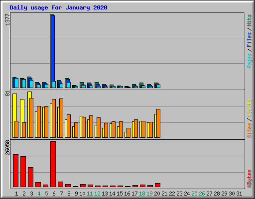 Daily usage for January 2020