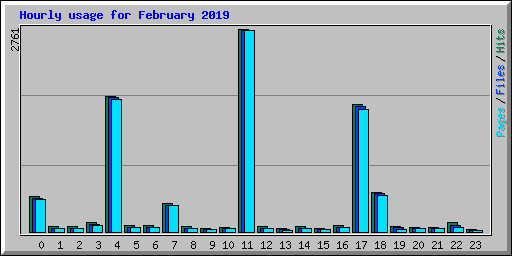 Hourly usage for February 2019