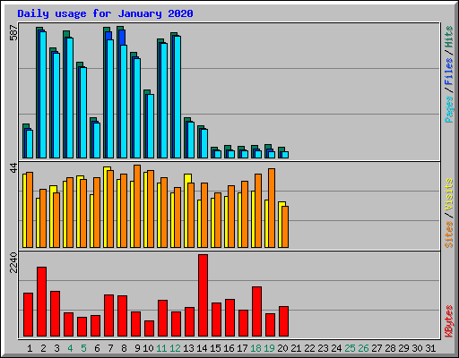 Daily usage for January 2020