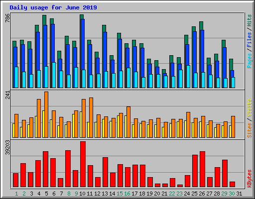 Daily usage for June 2019