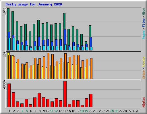 Daily usage for January 2020