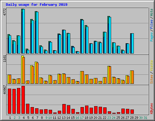 Daily usage for February 2019