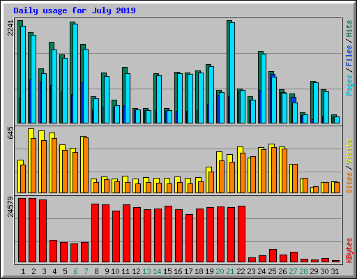 Daily usage for July 2019