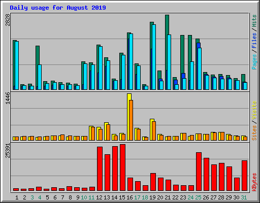 Daily usage for August 2019